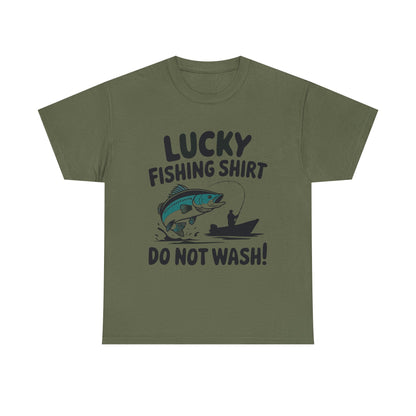 Fishing T-Shirt — "Lucky Fishing Shirt Do Not Wash" Graphic Tee for Anglers