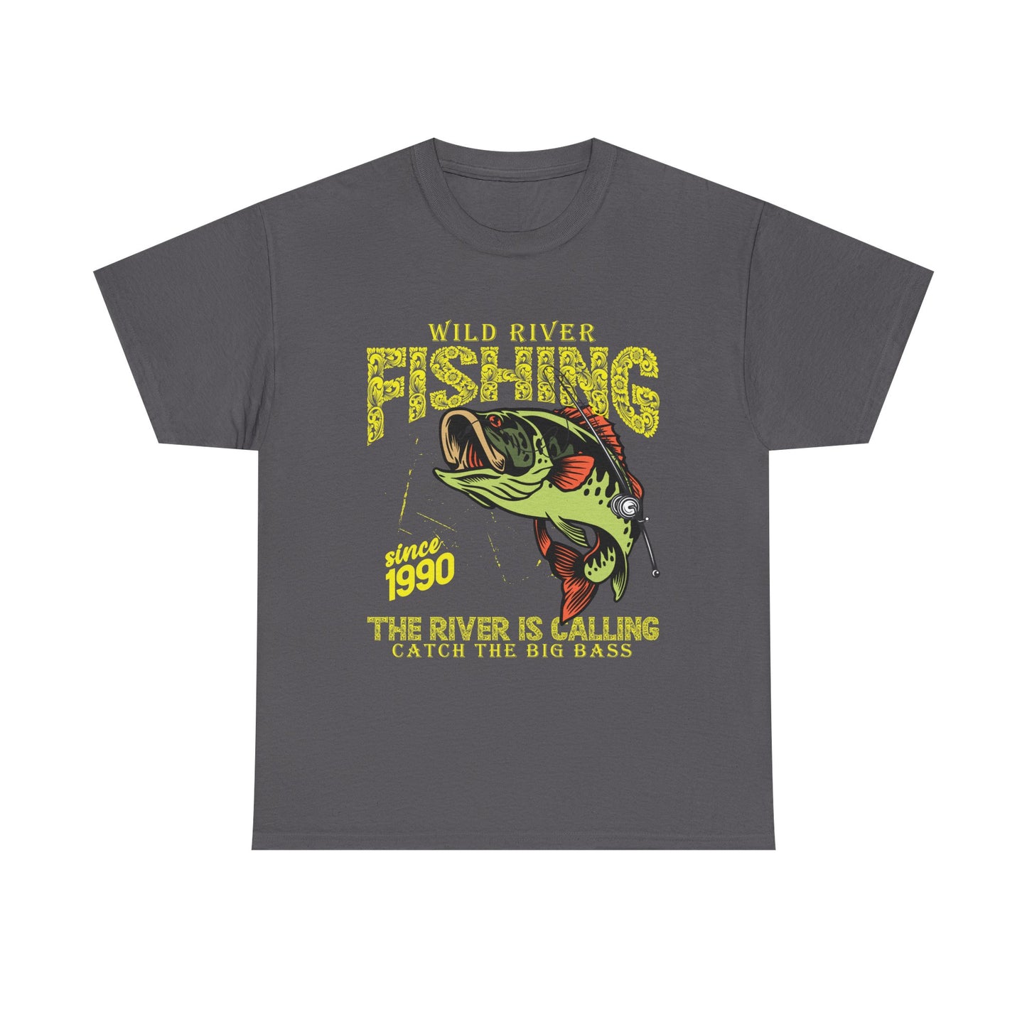 Fishing T‑Shirt — "Wild River Fishing" Big Bass Tee (Since 1990)