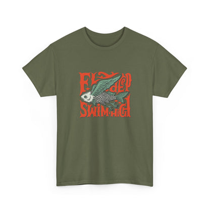 Fly Deeper Swim Higher T-Shirt — Vintage Surf Fish Graphic Tee