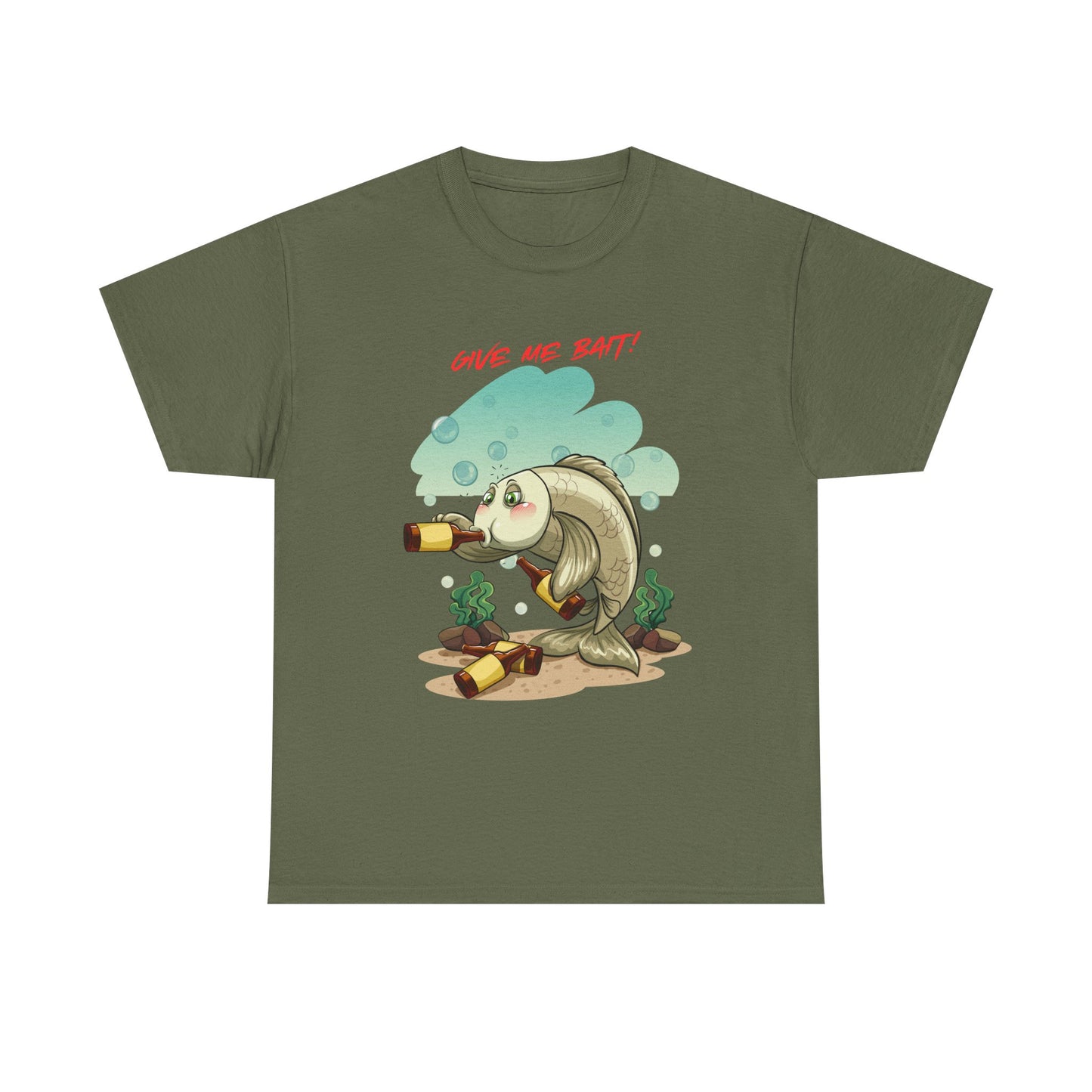 Fishing T-Shirt — "Give Me Bait!" Funny Bass Angler Tee