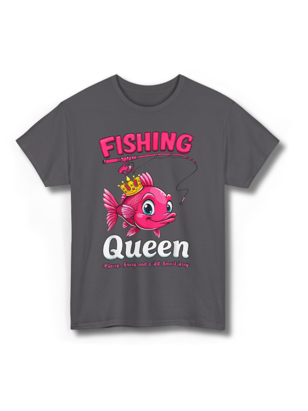 Fishing Queen Unisex T-Shirt — Cute Pink Fish Crown Graphic for Women Anglers