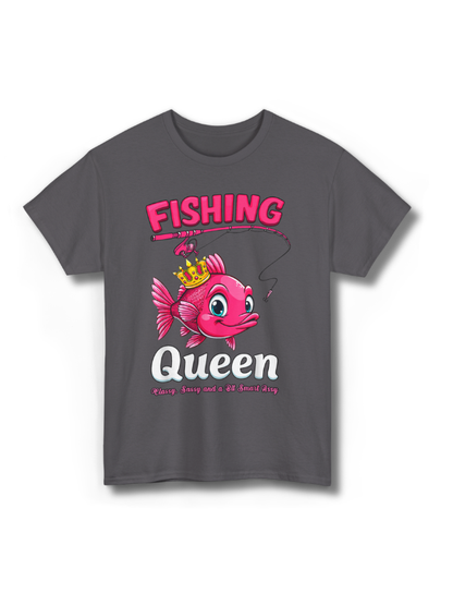Fishing Queen Unisex T-Shirt — Cute Pink Fish Crown Graphic for Women Anglers