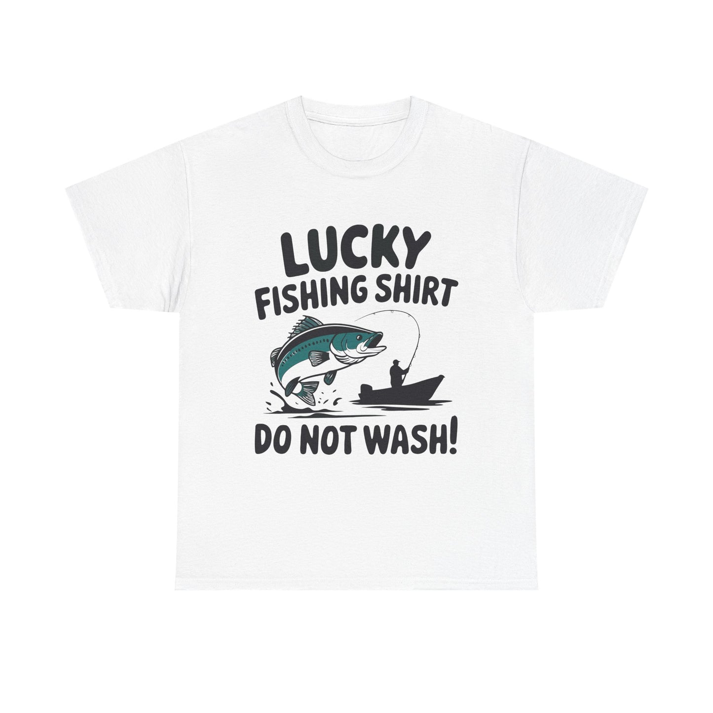 Fishing T-Shirt — "Lucky Fishing Shirt Do Not Wash" Graphic Tee for Anglers