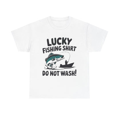 Fishing T-Shirt — "Lucky Fishing Shirt Do Not Wash" Graphic Tee for Anglers