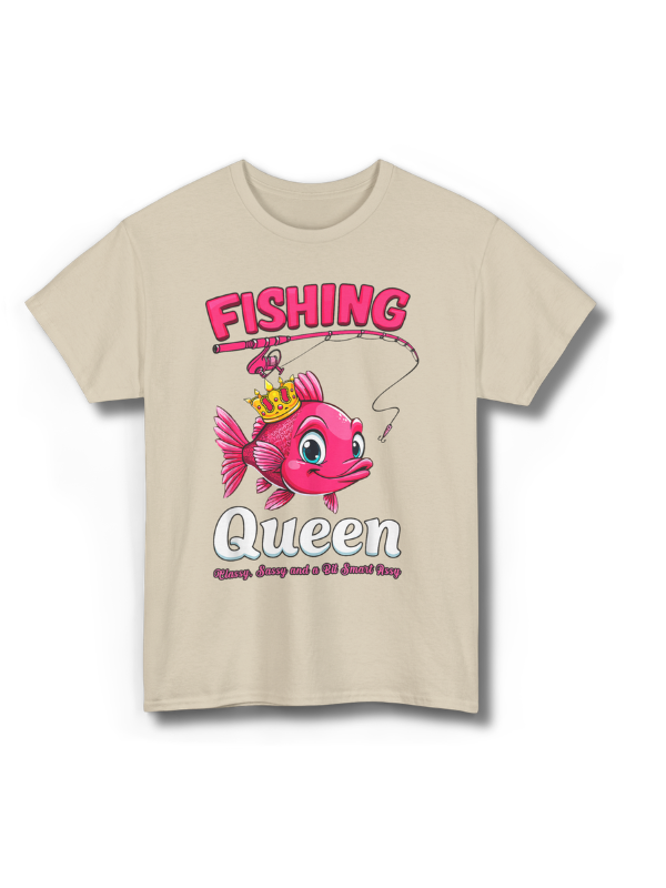 Fishing Queen Unisex T-Shirt — Cute Pink Fish Crown Graphic for Women Anglers