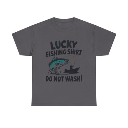 Fishing T-Shirt — "Lucky Fishing Shirt Do Not Wash" Graphic Tee for Anglers