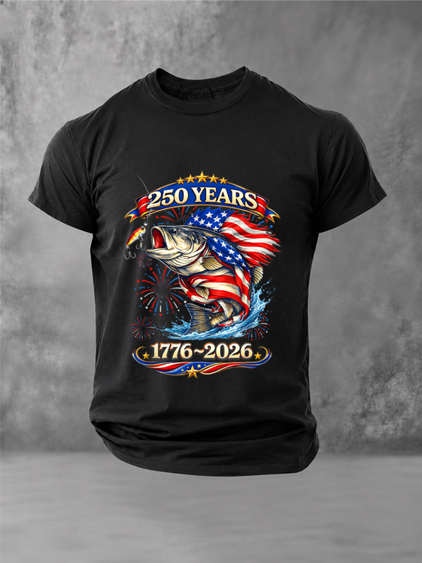 250 Years 1776-2026 Trout Fishing 250th Anniversary 4th July T-Shirt