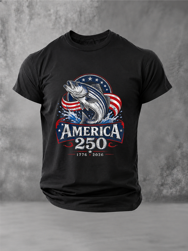 Fishing USA Flag 250th Birthday T-Shirt