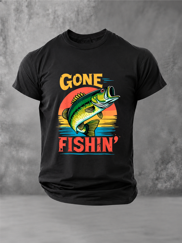Bass Fisherman Gone Fishin' Bass Fishing Angler Dad T-Shirt