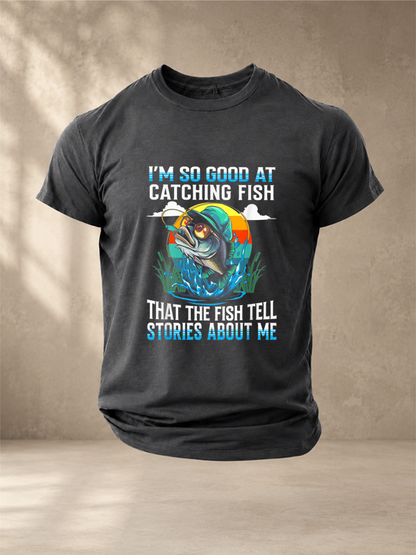 Fish Tales About Me™ Funny Fishing T-Shirt