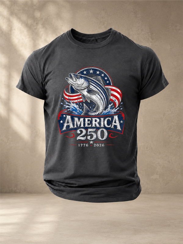 Fishing USA Flag 250th Birthday T-Shirt