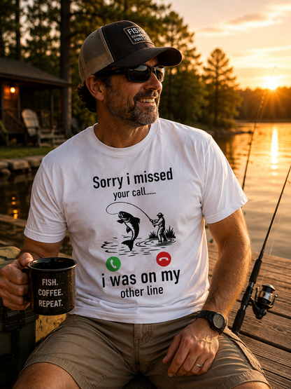 On My Other Line | Angler Humor Tee