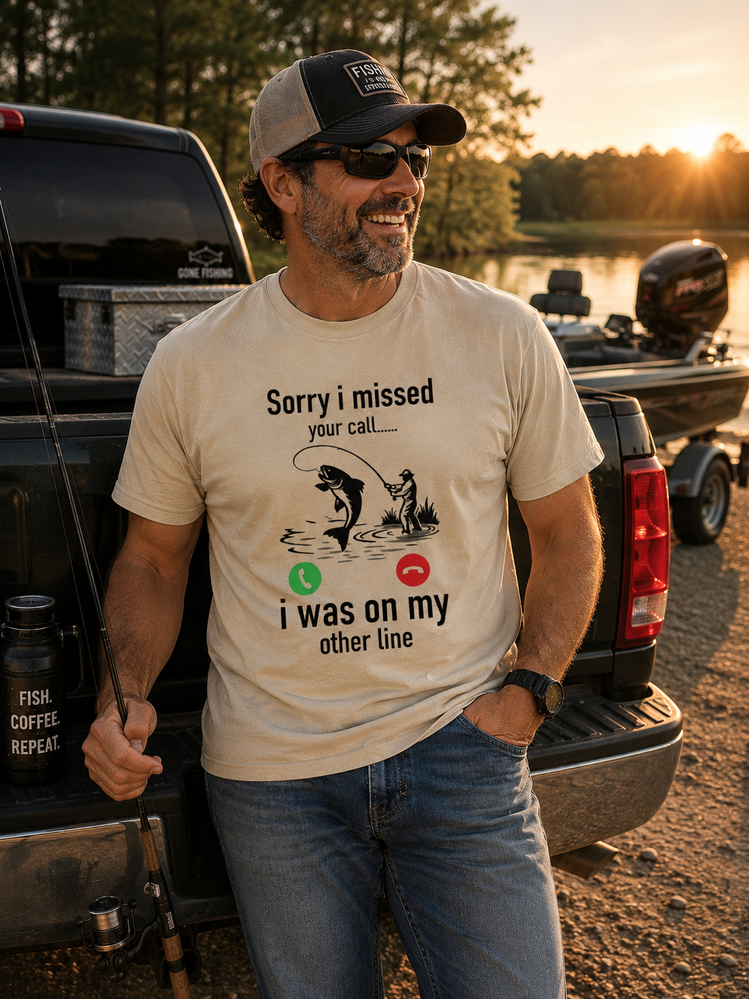 On My Other Line | Angler Humor Tee