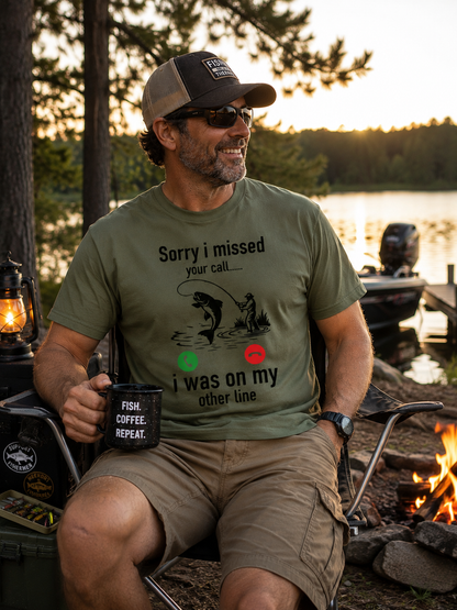 On My Other Line | Angler Humor Tee