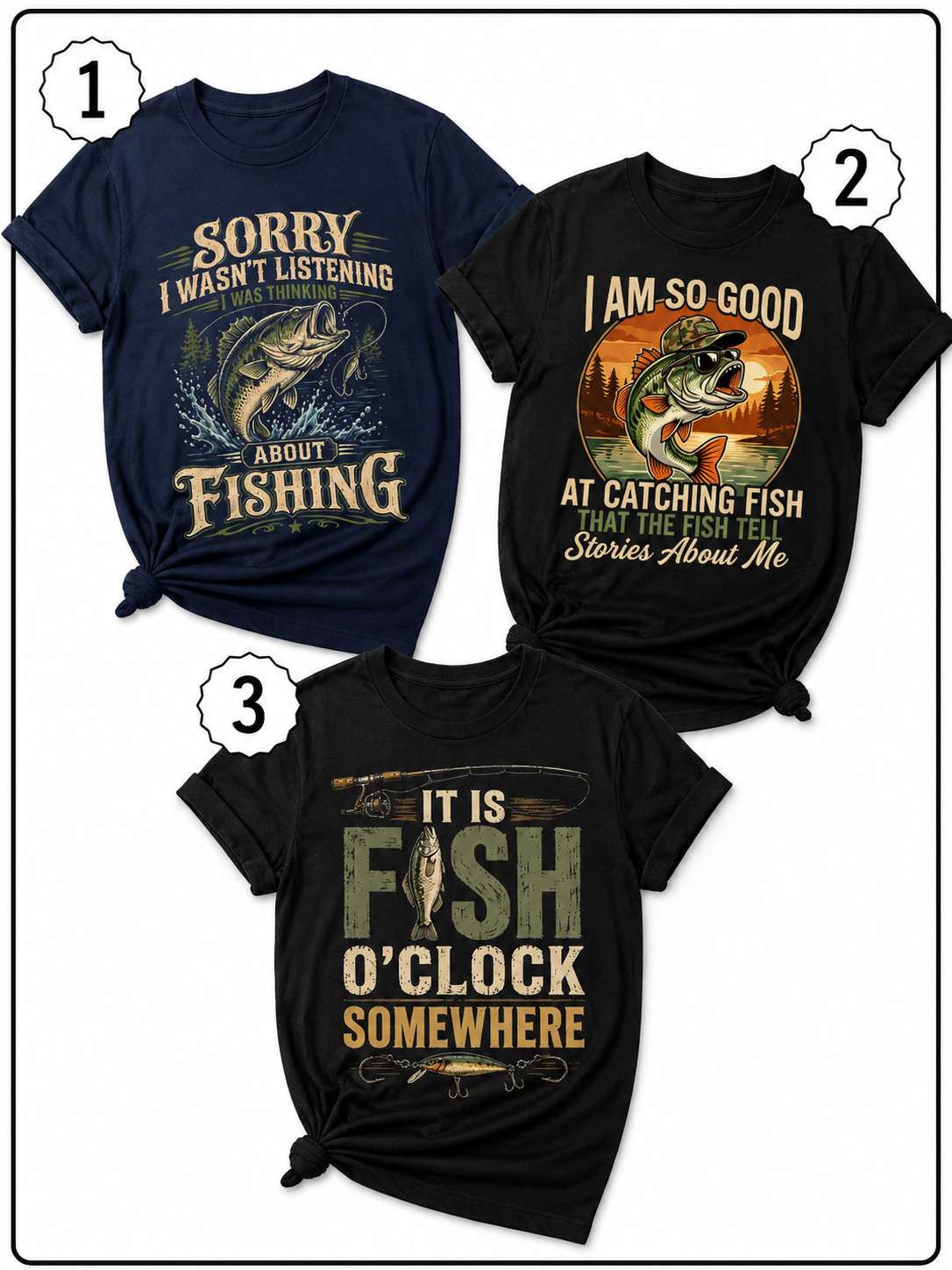 3 Vintage Fishing Tees