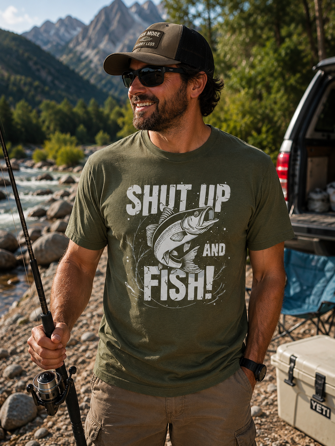 Shut Up & Fish Fisherman Humor Angler Joke Funny Fishing