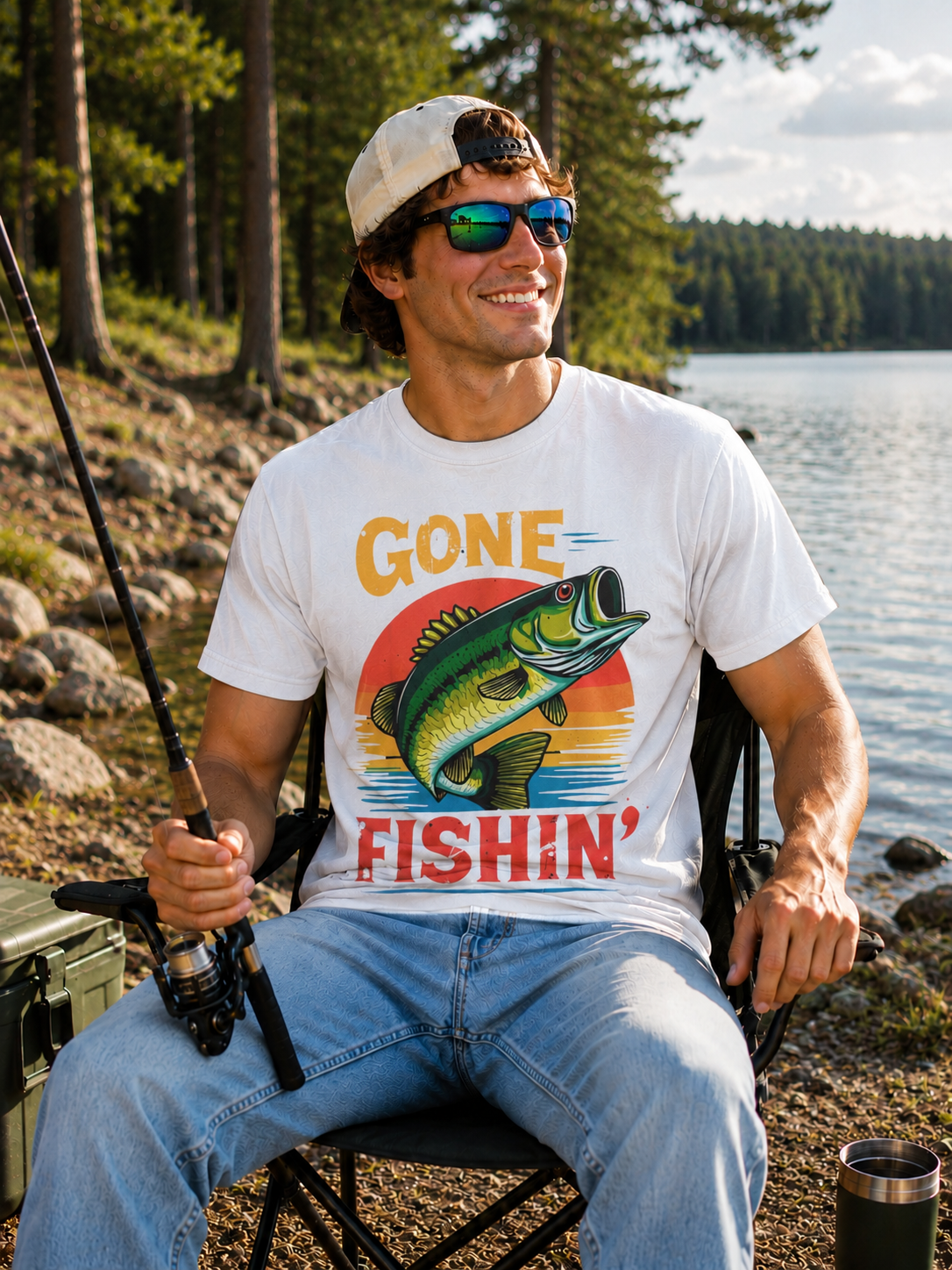 Bass Fisherman Gone Fishin' Bass Fishing Angler Dad T-Shirt