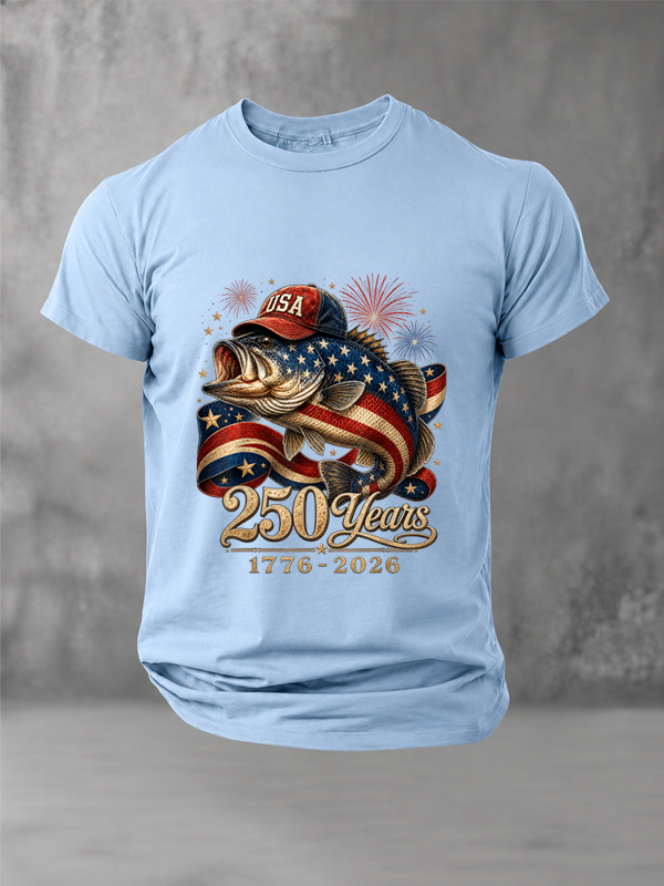 USA 250 Years Bass Fishing Freedom T-Shirt