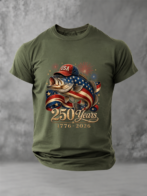 USA 250 Years Bass Fishing Freedom T-Shirt