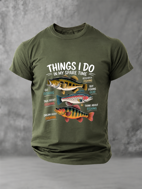 Things I Do in My Spare Time Funny Fishing Humor T-Shirt