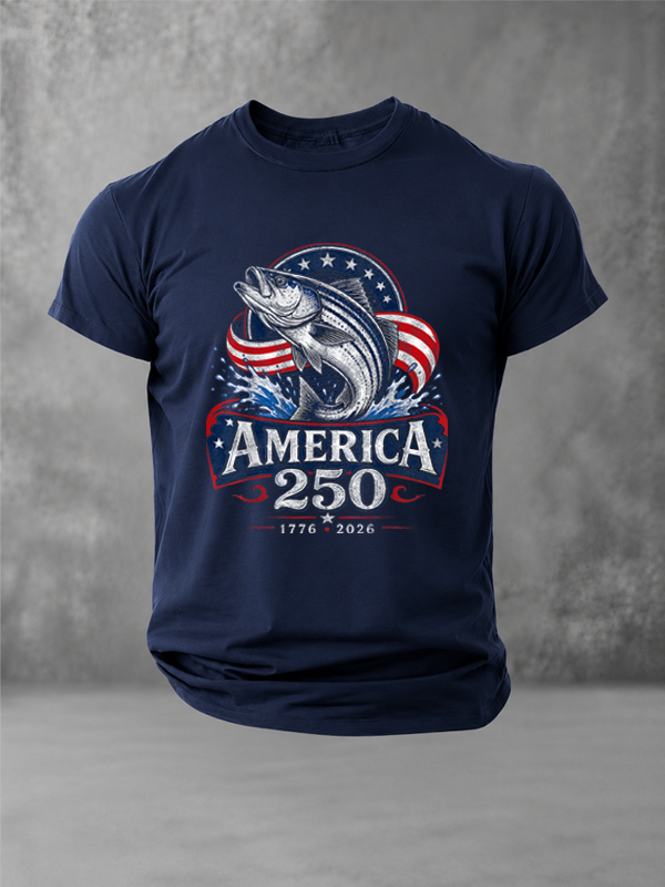 Fishing USA Flag 250th Birthday T-Shirt