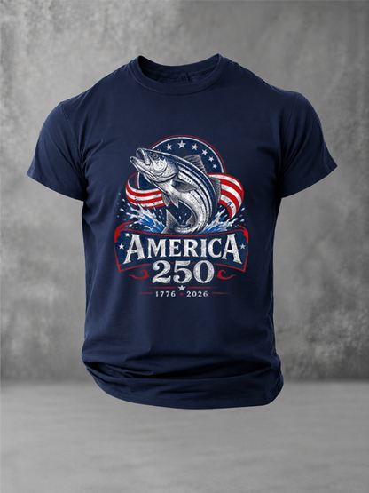 Fishing USA Flag 250th Birthday T-Shirt
