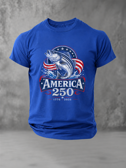 Fishing USA Flag 250th Birthday T-Shirt