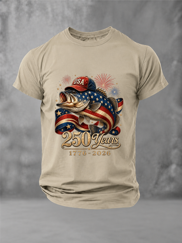 USA 250 Years Bass Fishing Freedom T-Shirt