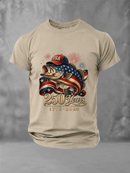 USA 250 Years Bass Fishing Freedom T-Shirt