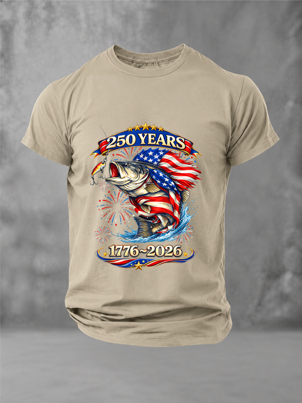 250 Years 1776-2026 Trout Fishing 250th Anniversary 4th July T-Shirt