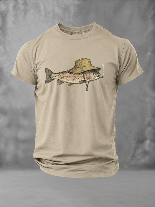Cool Trout Fish Smoking Outdoor Angler Humor Art T-Shirt