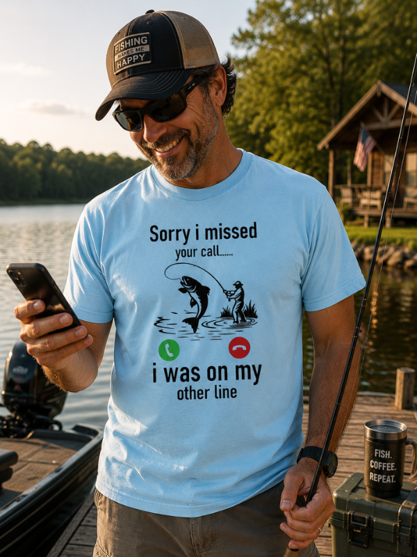 On My Other Line | Angler Humor Tee