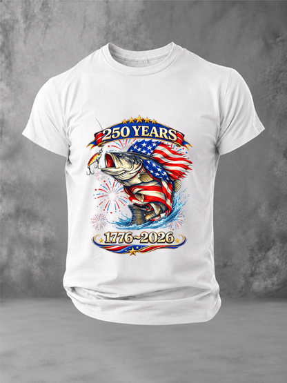 250 Years 1776-2026 Trout Fishing 250th Anniversary 4th July T-Shirt